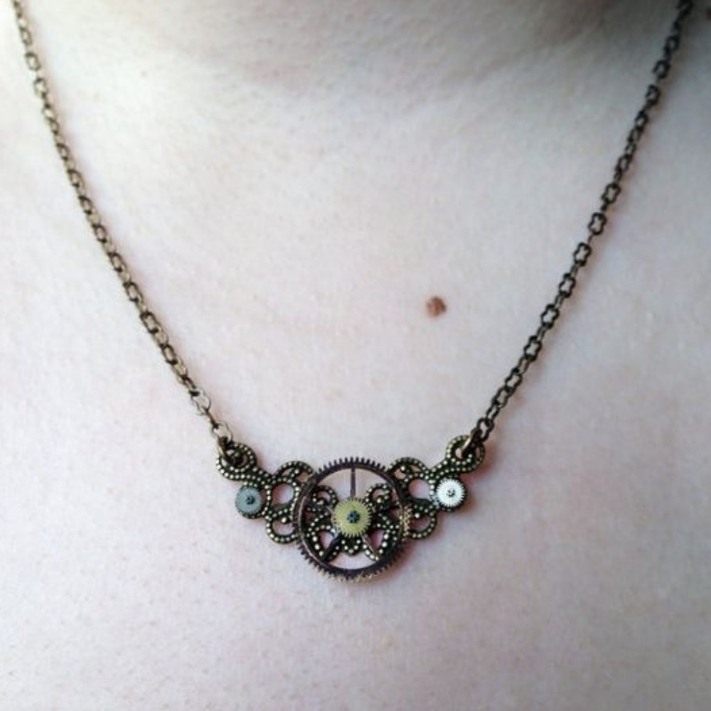 Steampunk Clock Part Brass Necklace